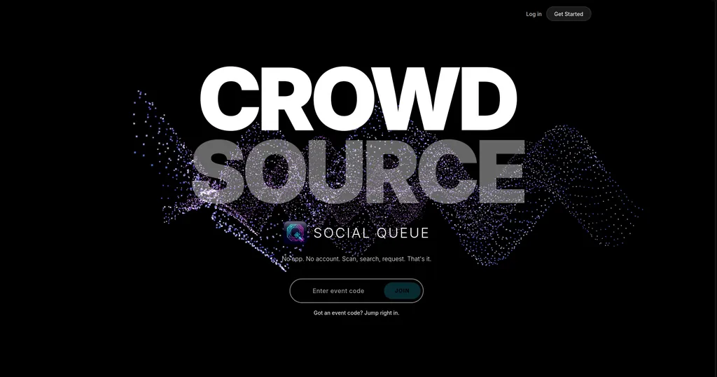 SocialQueue interface — guest requests and DJ panel for event music
